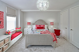 Contemporary custom Baruch upholstered headboard for children's bedroom. 
Interiors: Gale Sitomer Design. Upholstery: Bespoke by Luigi Gentile. Photography: Alex Kroke