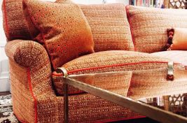 Close up of our custom upholstered Broome Sofa designed by Bespoke by Luigi Gentile. Interiors: David Herring.